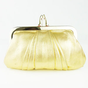 CHRISTIAN LOUBOUTIN Gold Mini Clutch bag with crossbody chain T