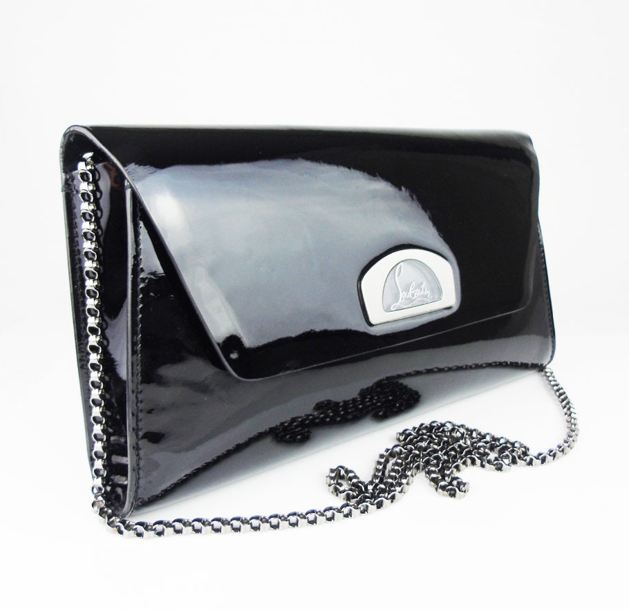 Christian Louboutin Black patent vero dodat clutch bag