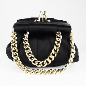 CHRISTIAN LOUBOUTIN Black Satin Evening bag