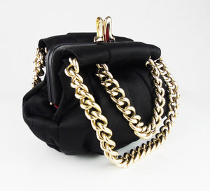 CHRISTIAN LOUBOUTIN Black Satin Evening bag