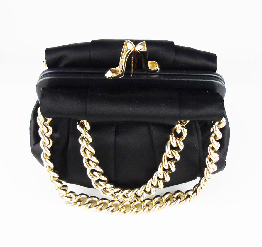 CHRISTIAN LOUBOUTIN Black Satin Evening bag