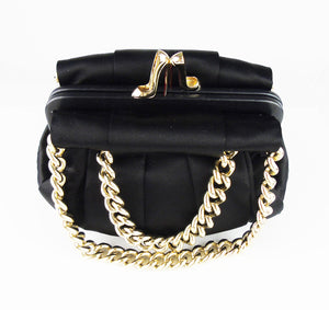 CHRISTIAN LOUBOUTIN Black Satin Evening bag