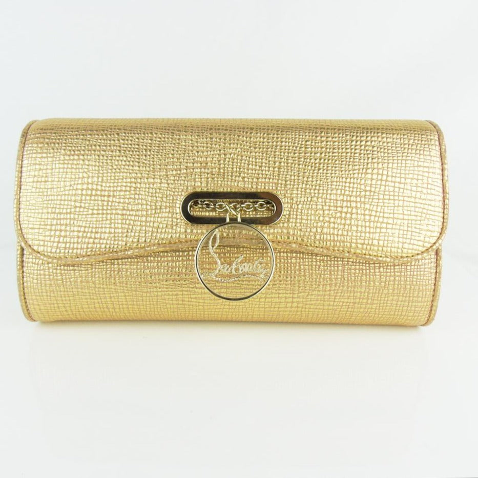 Christian Louboutin Gold Riviera Textured Clutch Bag