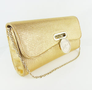 Christian Louboutin - Authenticated Rubylou Clutch Bag - Leather Gold Plain for Women, Very Good Condition
