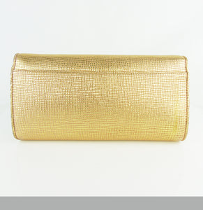 CHRISTIAN LOUBOUTIN Gold Leather Riviera Textured Clutch