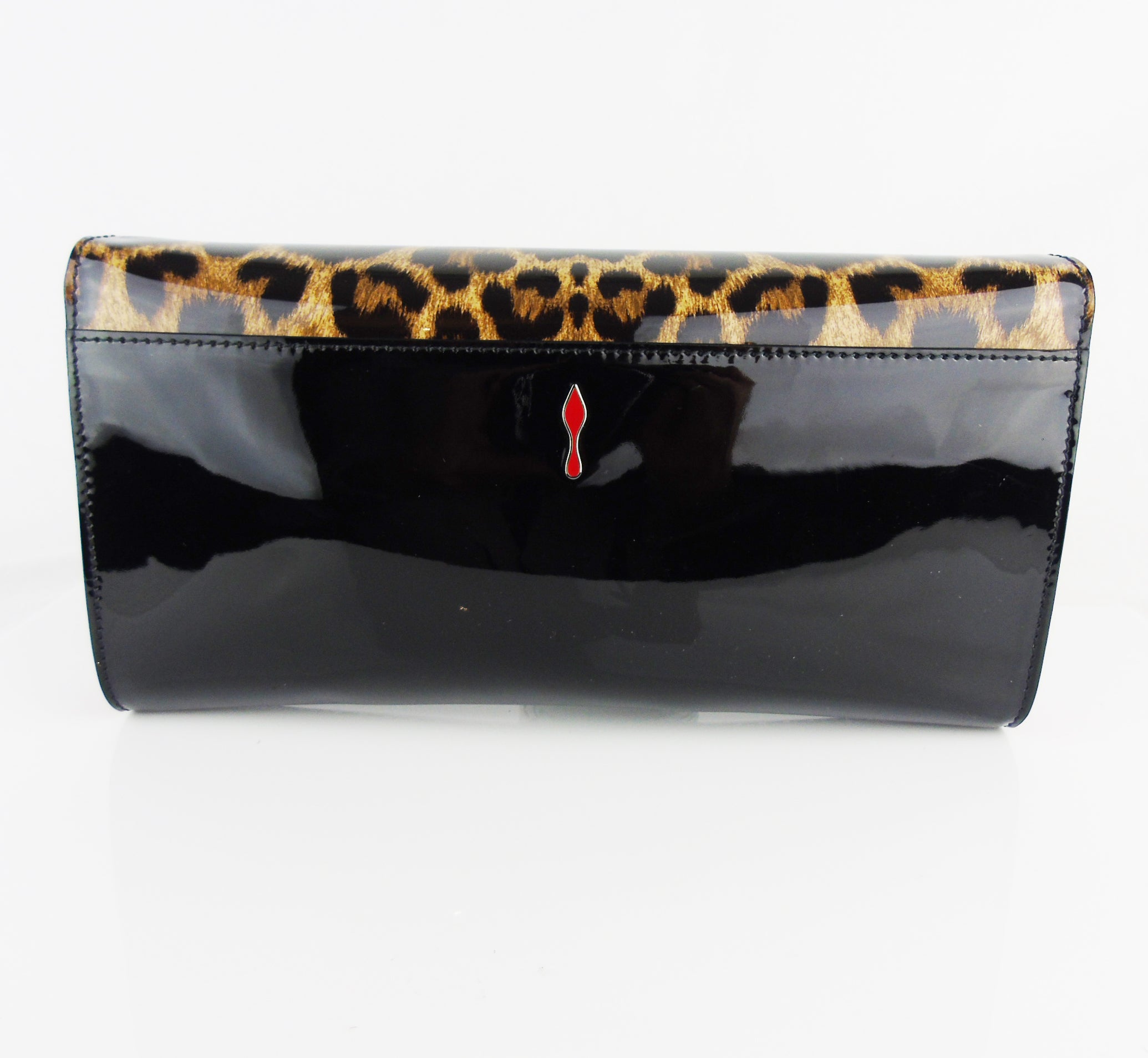 Christian LOUBOUTIN vero dodat clutch black patent leopard leather