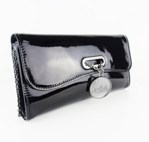 CHRISTIAN LOUBOUTIN Black Patent Leather Riviera Clutch