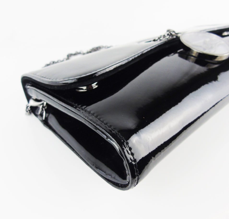 CHRISTIAN LOUBOUTIN Black Patent Leather Riviera Clutch