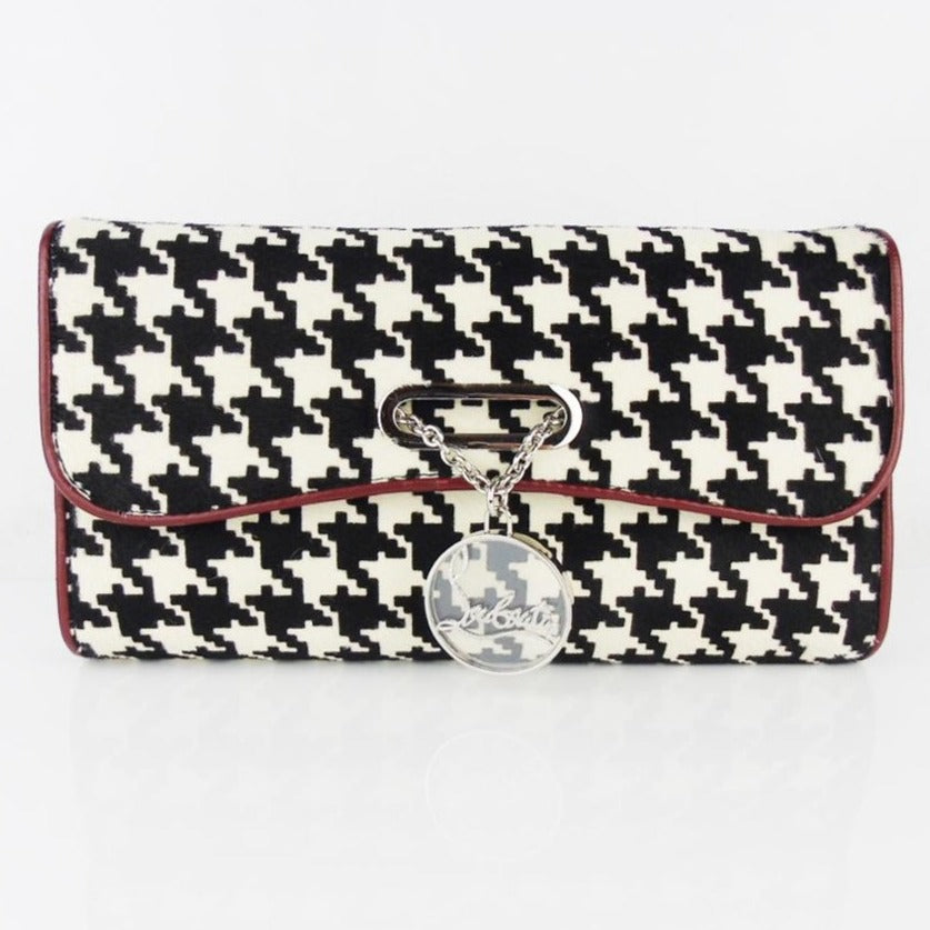 louboutin pony hair riviera black white dogtooth check