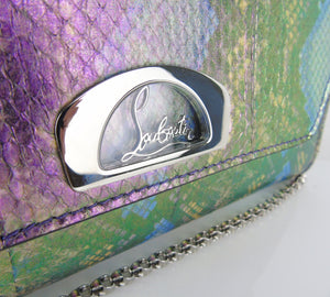 CHRISTIAN LOUBOUTIN vero dodat clutch exotic leather iridescent snakeskin