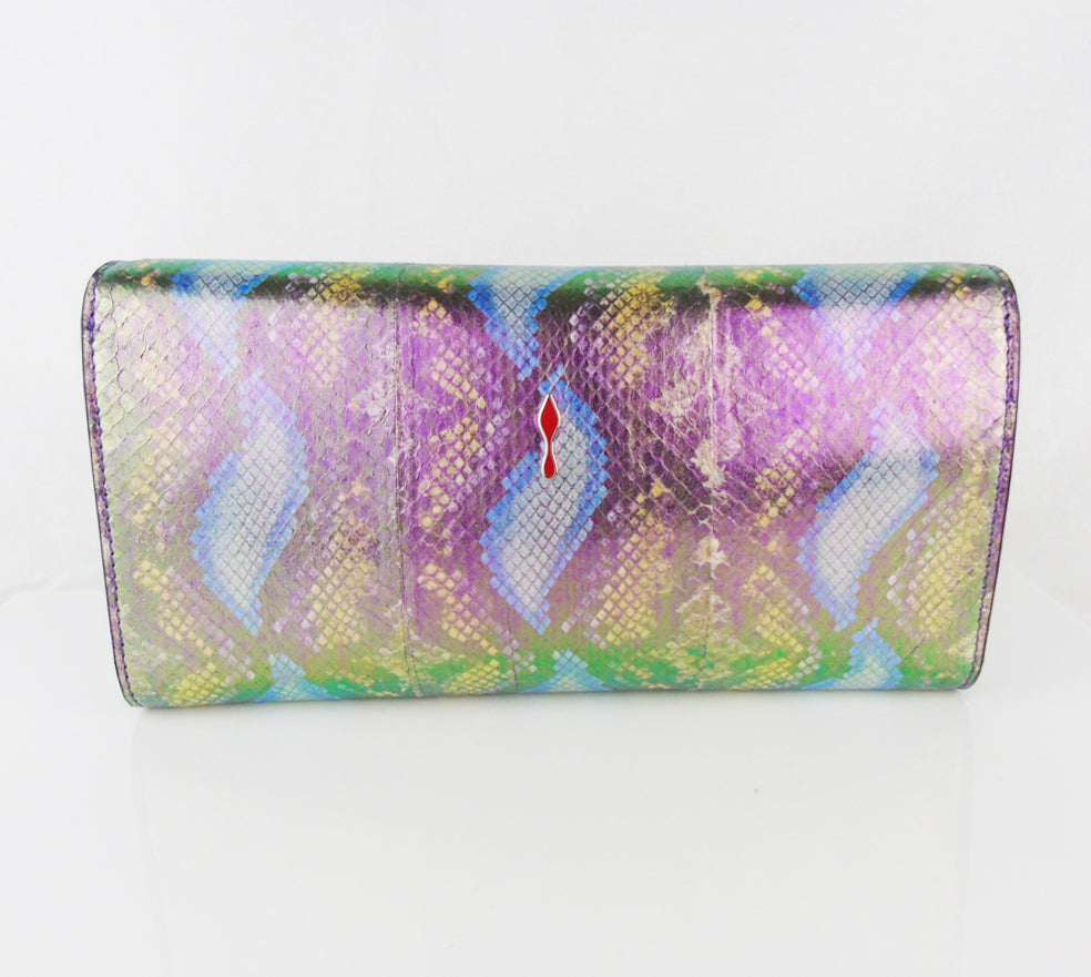 CHRISTIAN LOUBOUTIN vero dodat clutch exotic leather iridescent snakeskin