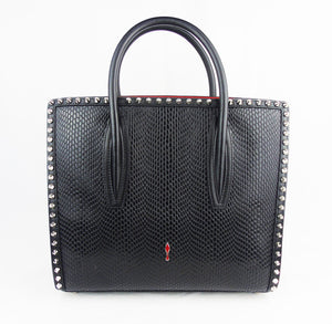 CHRISTIAN LOUBOUTIN black leather paloma spike tote bag 'jurassic'