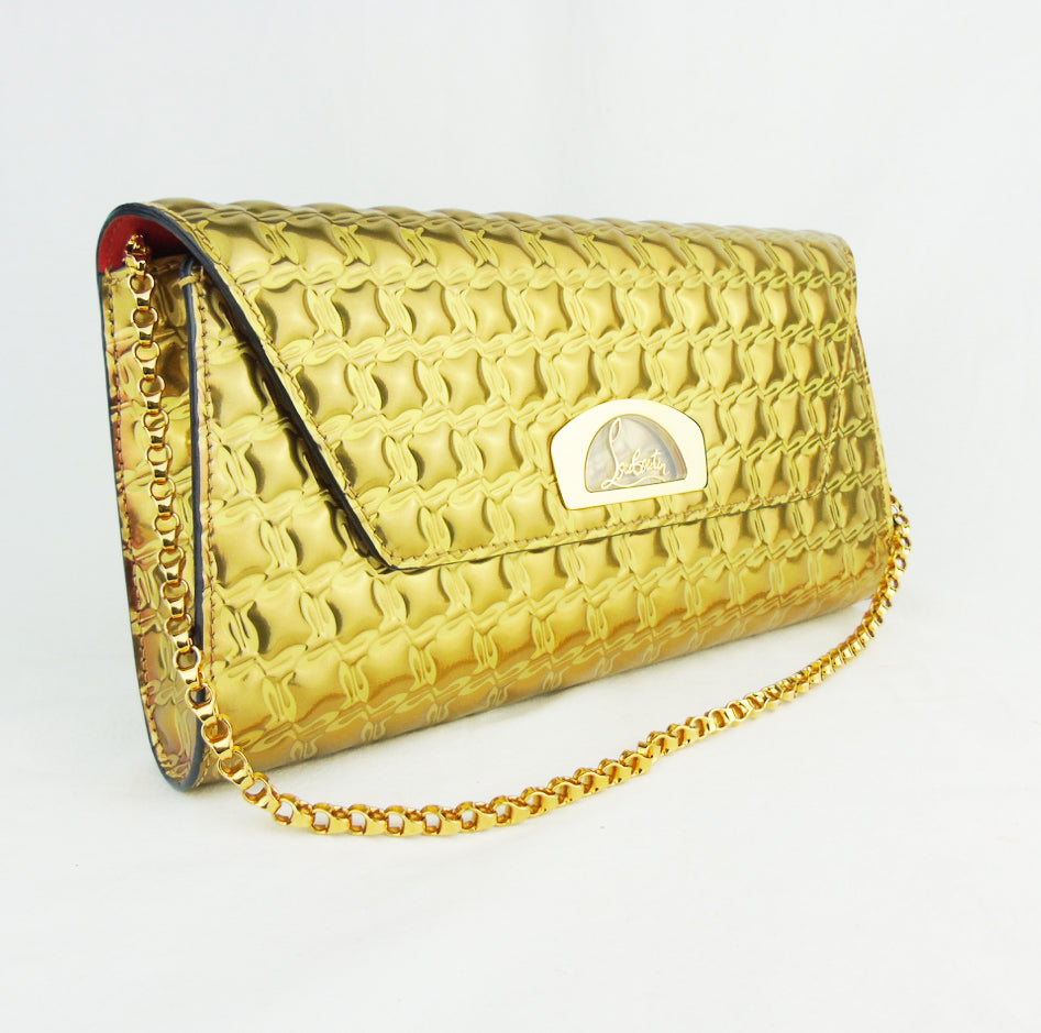 CHRISTIAN LOUBOUTIN Gold Vero Dodat Clutch Bag 'Specchio'