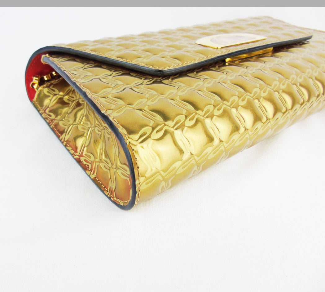 CHRISTIAN LOUBOUTIN Vero Dodat Gold Quilted Clutch Shoulder Bag - 30%