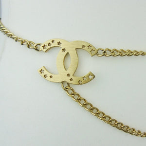 CHANEL CC logo stars gold chain belt 2003