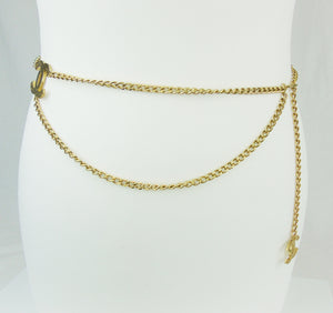 CHANEL double logo gold CC stars chain belt