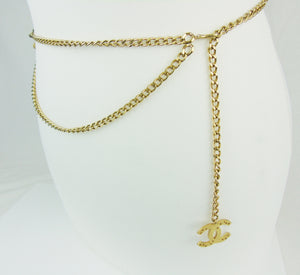 CHANEL double logo gold CC stars chain belt