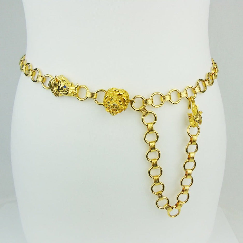 JUDITH LEIBER gold safari chain belt