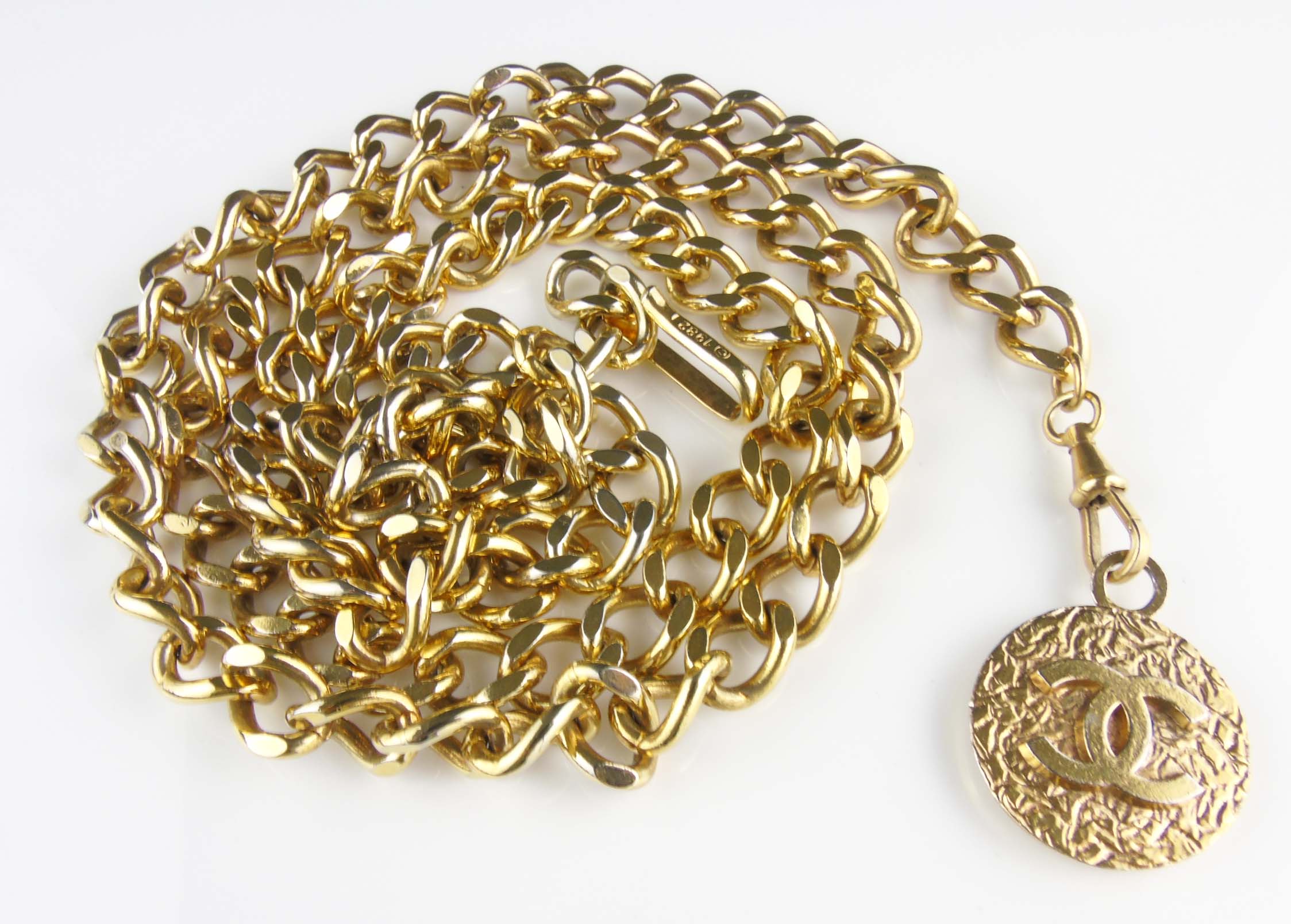 CHANEL vintage CC medallion chain belt 1982