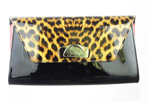 Christian LOUBOUTIN vero dodat clutch black patent leopard leather