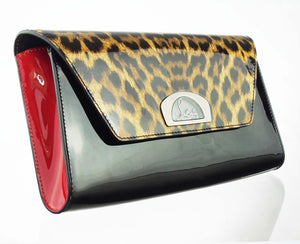 Christian LOUBOUTIN vero dodat clutch black patent leopard leather