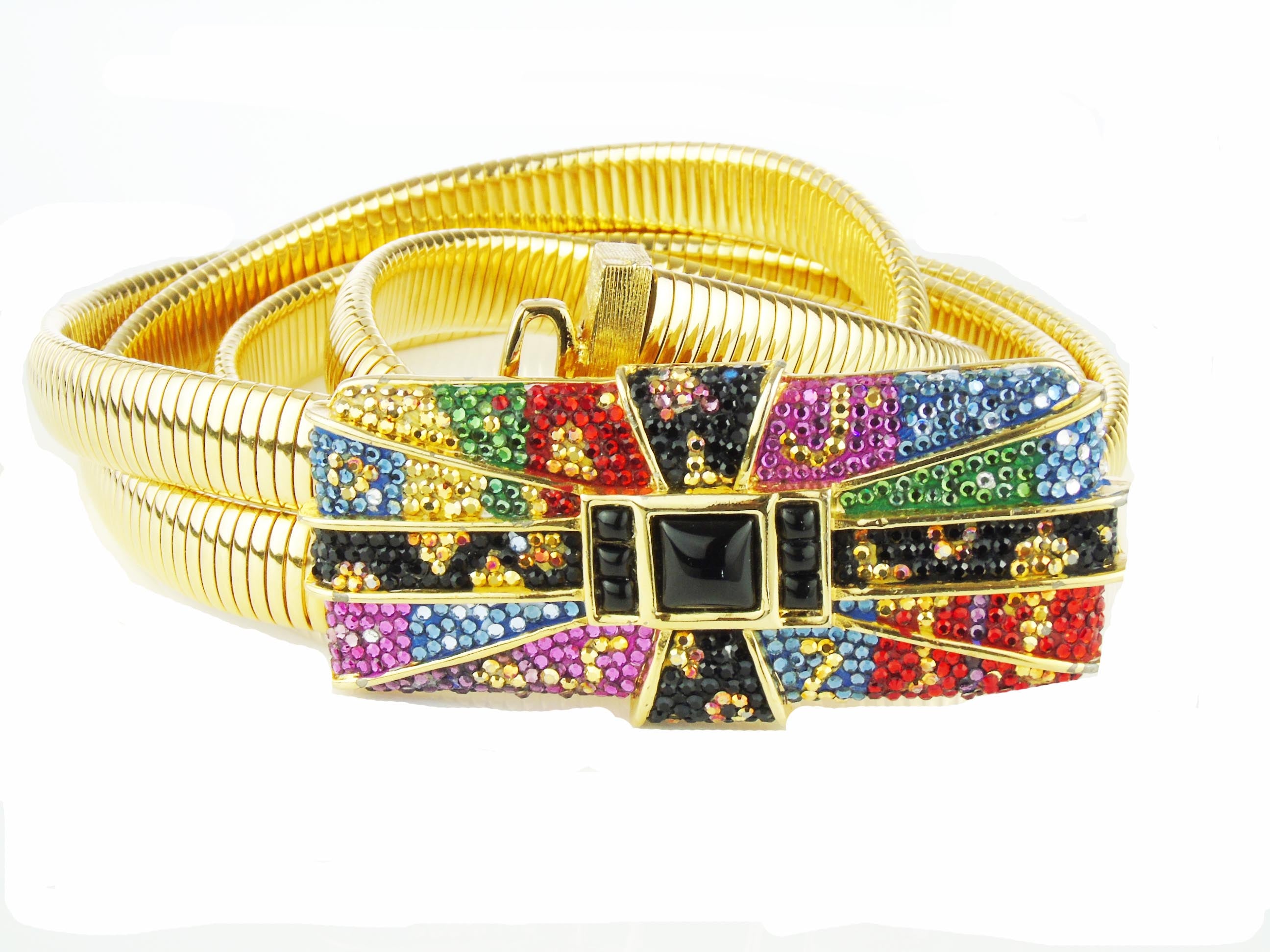 Judith Leiber art deco rhinestone stretch belt