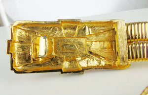 JUDITH LIEBER art deco multi-colour rhinestone gold stretch belt - vintage