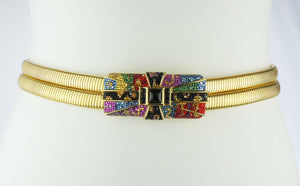 Judith Leiber art deco rhinestone stretch belt