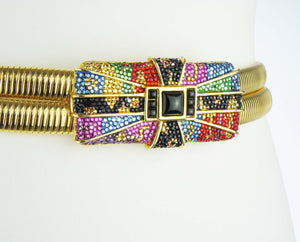 Judith Leiber art deco rhinestone stretch belt