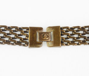 CHANEL multi-logo antique gold chain belt 1997