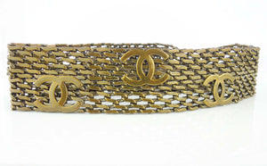 CHANEL multi-logo antique gold chain belt 1997