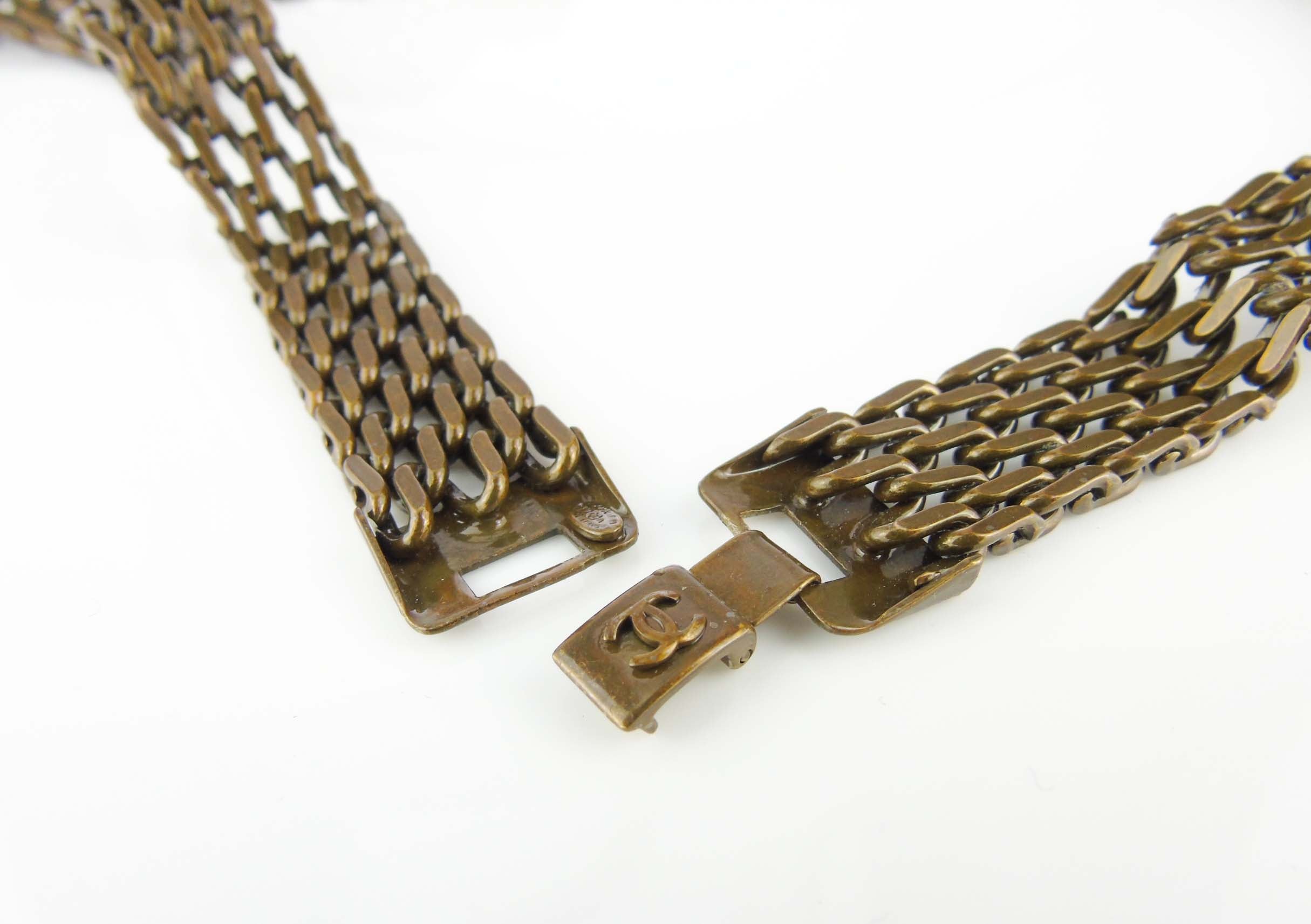 CHANEL multi-logo antique gold chain belt 1997