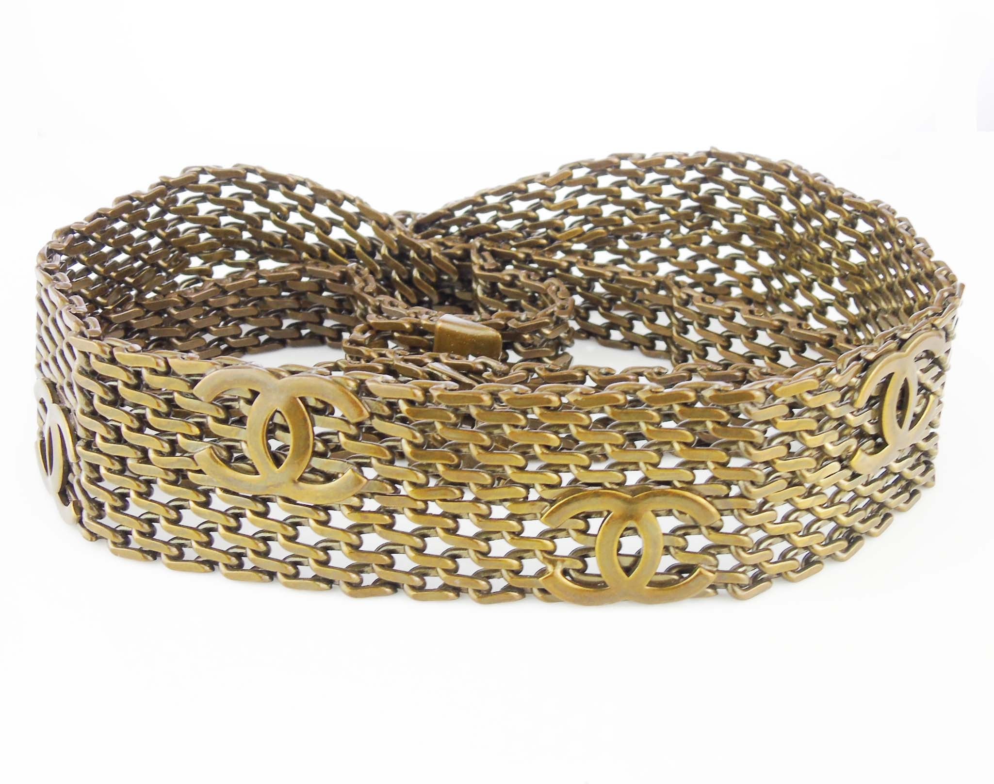 chanel 1997 woven chain belt gold vintage