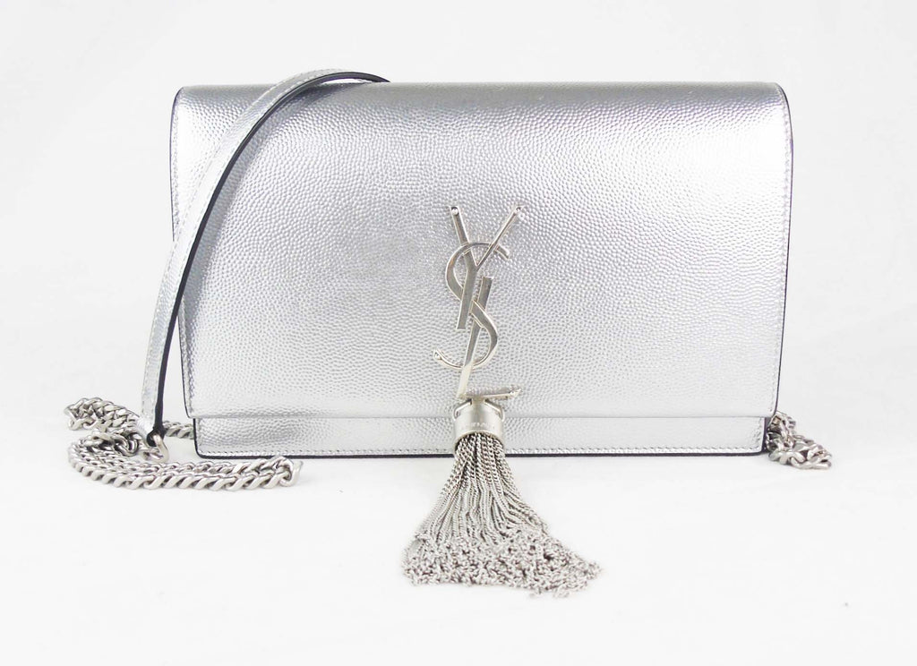 YSL yves saint laurent silver kate tassel bag