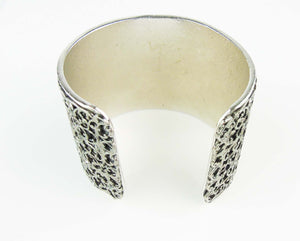 CHANEL Filigree CC Cuff Bracelet antique silver & crystal 2006