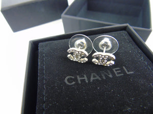 CHANEL small crystal cc stud earrings