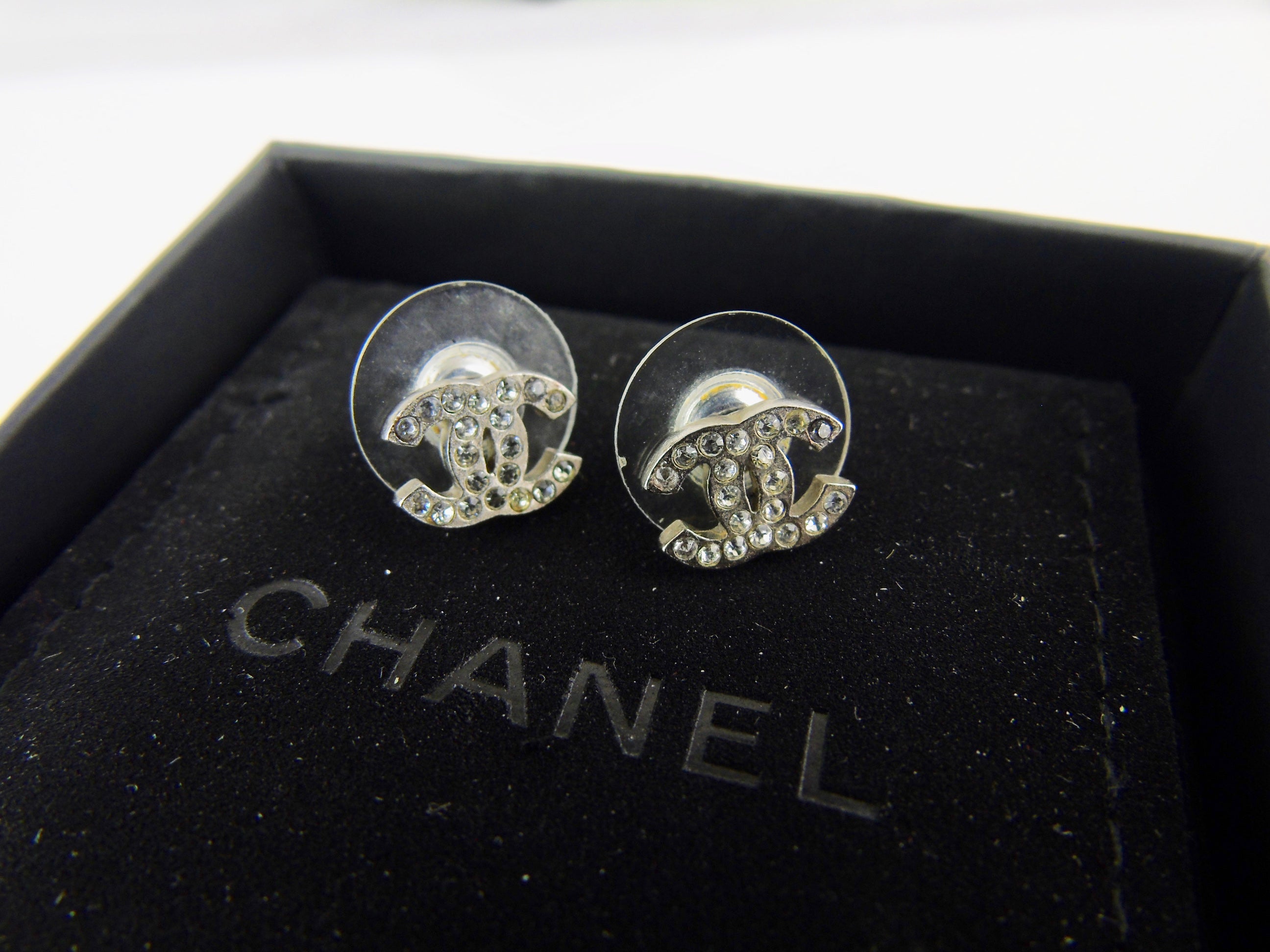 CHANEL small crystal cc stud earrings