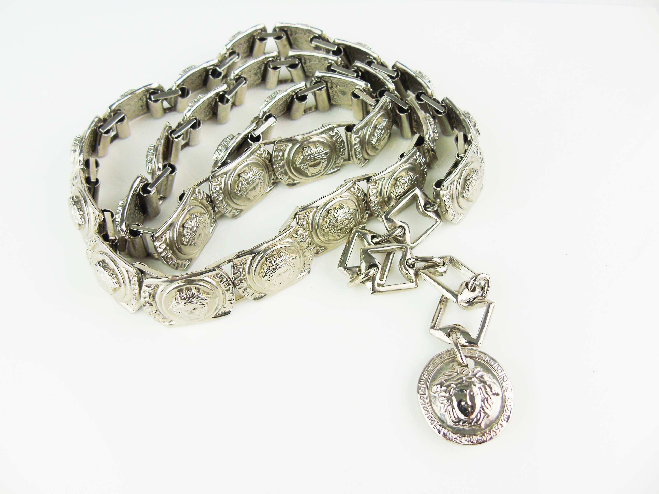 VERSACE silver medusa medallion chain belt