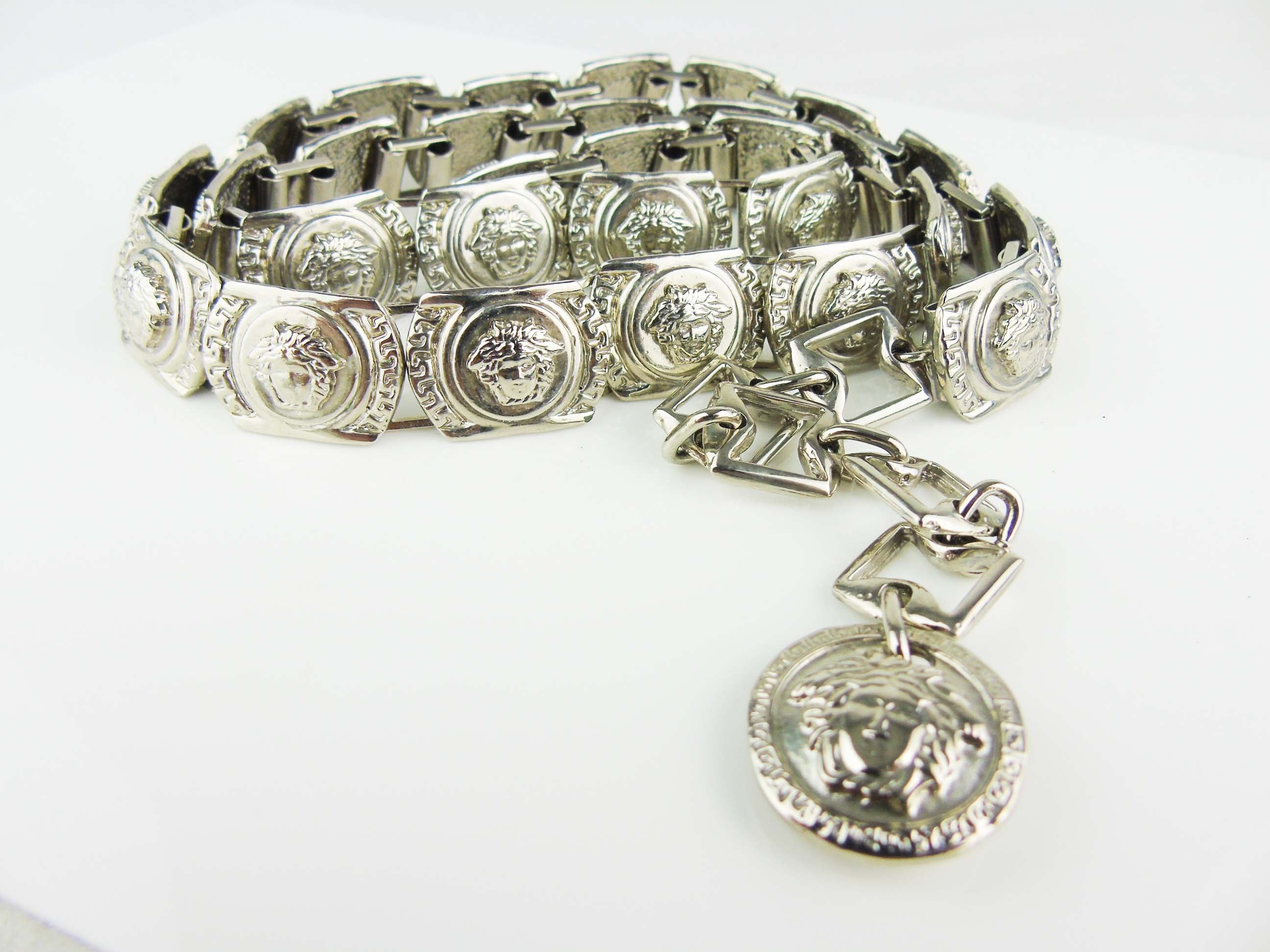 VERSACE silver medusa medallion chain belt