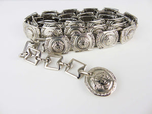 versace silver medusa head chain belt