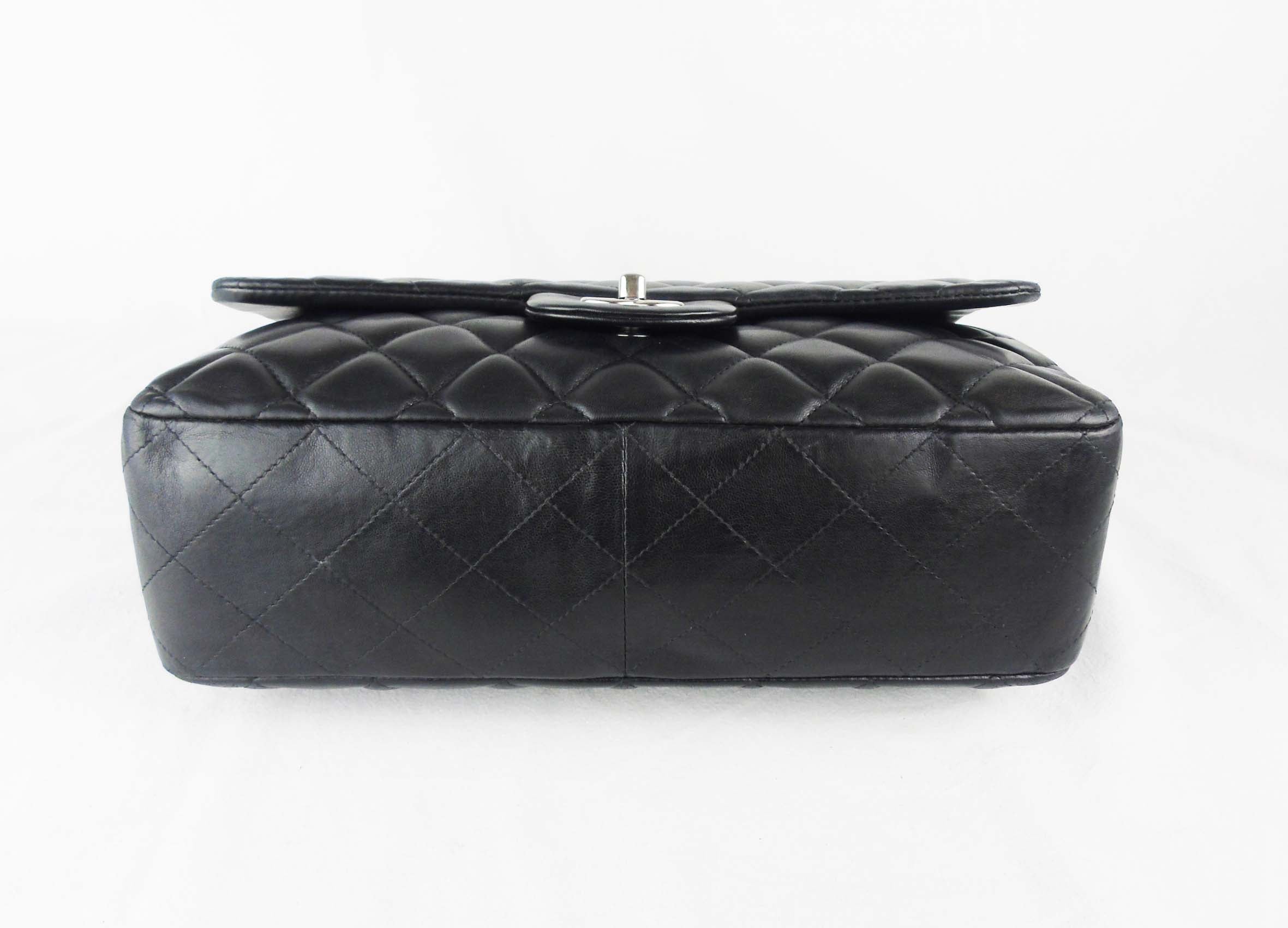 CHANEL black leather jumbo flap bag SHW