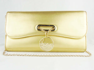 CHRISTIAN LOUBOUTIN Gold Leather Riviera Clutch