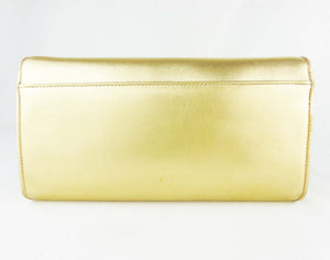 CHRISTIAN LOUBOUTIN Gold Leather Riviera Clutch