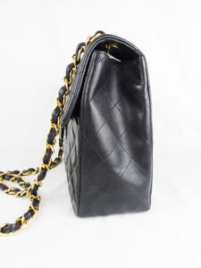 Vintage Chanel XL Jumbo Flap Bag Black Lambskin Gold Hardware – Madison  Avenue Couture