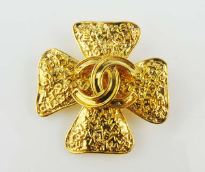 CHANEL Four Leaf Clover CC brooch - vintage 95A