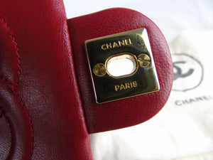 CHANEL red mini square lambskin flap bag ghw - vintage