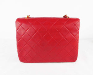 CHANEL red mini square lambskin flap bag ghw - vintage