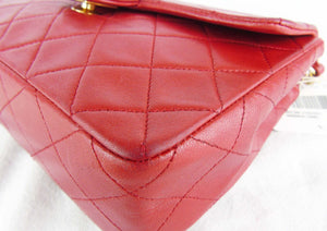 CHANEL red mini square lambskin flap bag ghw - vintage