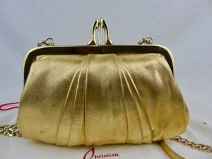 CHRISTIAN LOUBOUTIN Gold Mini Clutch bag with crossbody chain T