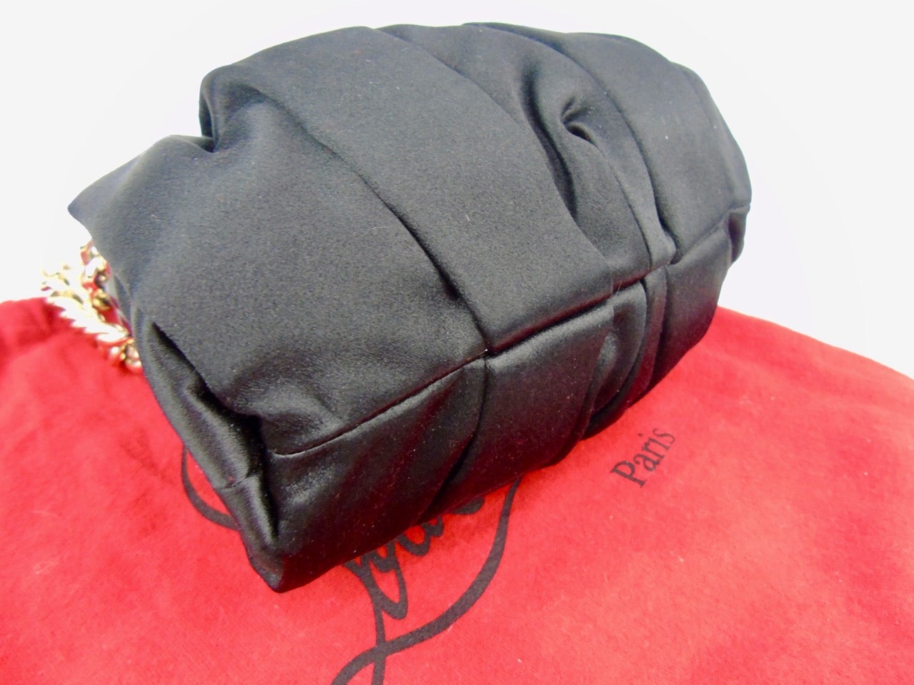 CHRISTIAN LOUBOUTIN Black Satin Evening bag